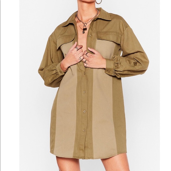 Nasty Gal Dresses & Skirts - Colorblock denim shirt dress